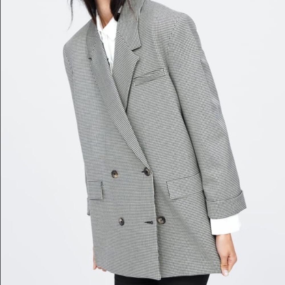 Zara Boxy Plaid Blazer Size Large